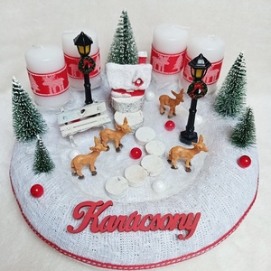 Adventi, karácsonyi koszorú, asztaldísz - Őzikék a hóban - karácsony - adventi díszek - adventi koszorú - Meska.hu