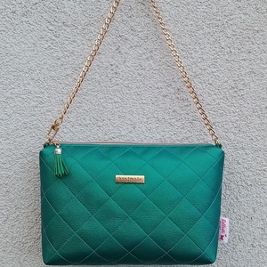 Metálzöld női válltáska és pénztárca szett steppelt mintával 23x15 cm - táska & tok - táska szett - Meska.hu