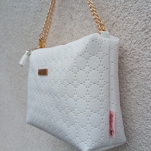 Fehér női válltáska és pénztárca szett steppelt mintával 23x15 cm - táska & tok - táska szett - Meska.hu