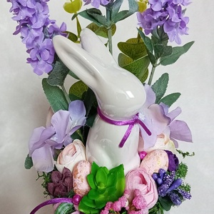 Tavaszi, nyári, húsvéti asztaldísz - levendulás, nyuszis - otthon & életmód - dekoráció - asztal és polc dekoráció - asztaldísz - Meska.hu