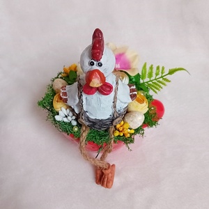 Tavaszi, nyári, húsvéti asztaldísz - kakas ül a dombon - otthon & életmód - dekoráció - húsvéti asztaldíszek - Meska.hu