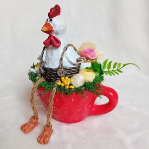 Tavaszi, nyári, húsvéti asztaldísz - kakas ül a dombon - otthon & életmód - dekoráció - húsvéti asztaldíszek - Meska.hu