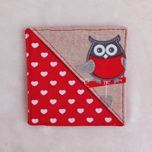 Sarok könyvjelző - baglyos/piros, Könyv & Zene, Könyvjelző, Patchwork, foltvarrás, Varrás, MESKA