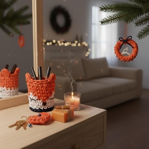 Cuki róka karácsonyi ajándékszett, narancssárga - otthon & életmód - tárolás & rendszerezés - tárolókosár - Meska.hu