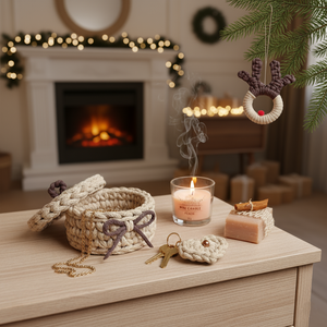 Karácsonyi kényeztető szett, drapp - otthon & életmód - tárolás & rendszerezés - tárolókosár - Meska.hu