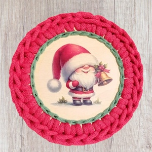 Karácsonyi horgolt fedeles kosárka, télapós, Otthon & Életmód, Tárolás & Rendszerezés, Tárolókosár, Horgolás, MESKA