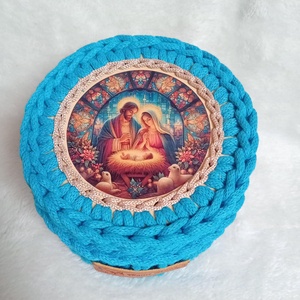 Karácsonyi horgolt fedeles kosárka, Betlehem, kék - otthon & életmód - tárolás & rendszerezés - tárolókosár - Meska.hu Karácsonyi horgolt fedeles kosárka, Betlehem, kék - otthon & életmód - tárolás & rendszerezés - tárolókosár - Meska.hu