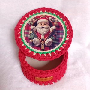 Karácsonyi horgolt fedeles kosár, Télapó - otthon & életmód - tárolás & rendszerezés - tárolókosár - Meska.hu Karácsonyi horgolt fedeles kosár, Télapó - otthon & életmód - tárolás & rendszerezés - tárolókosár - Meska.hu