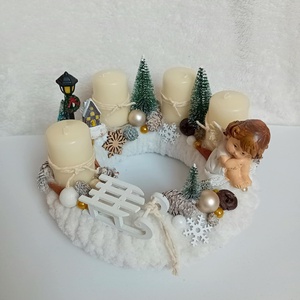 Adventi, karácsonyi koszorú kerámia angyalkával - karácsony - adventi díszek - adventi koszorú - Meska.hu Adventi, karácsonyi koszorú kerámia angyalkával - karácsony - adventi díszek - adventi koszorú - Meska.hu