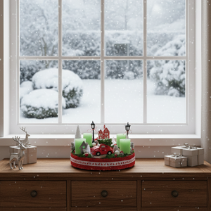 Adventi, karácsonyi koszorú, asztaldísz - Mese falu - karácsony - adventi díszek - adventi koszorú - Meska.hu