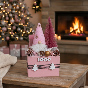 Rózsaszín manó karácsonyi asztaldísz - karácsony - karácsonyi lakásdekoráció - ünnepi asztaldekoráció - Meska.hu