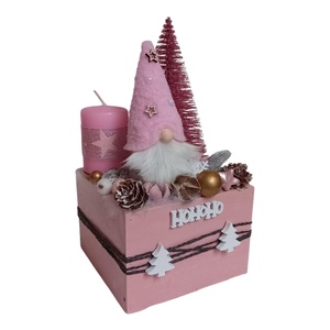 Rózsaszín manó karácsonyi asztaldísz - karácsony - karácsonyi lakásdekoráció - ünnepi asztaldekoráció - Meska.hu