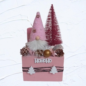 Rózsaszín manó karácsonyi asztaldísz - Meska.hu