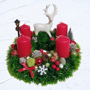 Erdei adventi, karácsonyi koszorú, Karácsony, Adventi díszek, Adventi koszorú, Mindenmás, Virágkötés, Teremts igazi ünnepi hangulatot otthonodban ezzel a hagyományos, mégis egyedi adventi koszorúval, m..., MESKA