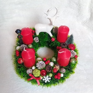 Erdei adventi, karácsonyi koszorú - karácsony - adventi díszek - adventi koszorú - Meska.hu