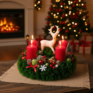 Erdei adventi, karácsonyi koszorú - karácsony - adventi díszek - adventi koszorú - Meska.hu