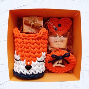 Cuki róka karácsonyi ajándékszett, narancssárga - otthon & életmód - tárolás & rendszerezés - tárolókosár - Meska.hu