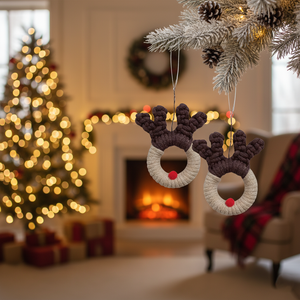 Rénszarvas makramé karácsonyfadíszek  - karácsony - karácsonyi lakásdekoráció - karácsonyfadíszek - Meska.hu