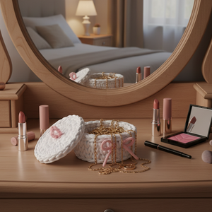 Horgolt ékszertartó fehér  - otthon & életmód - tárolás & rendszerezés - tárolókosár - Meska.hu