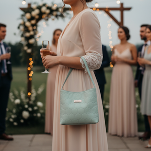 Alkalmi táska pénztárca szett válltáska  sejtmintás menta 23x18 cm - táska & tok - táska szett - Meska.hu