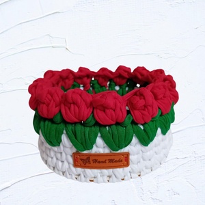 Horgolt rózsás kosárka  - Meska.hu