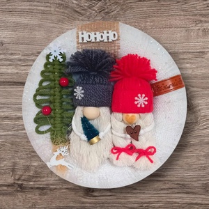 Manó pár karácsonyi, téli ajtódísz, kopogtató - Meska.hu