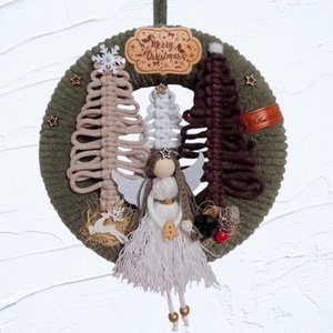 Angyalkás karácsonyi, téli ajtódísz, kopogtató - karácsony - karácsonyi lakásdekoráció - karácsonyi ajtódíszek - Meska.hu