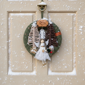 Angyalkás karácsonyi, téli ajtódísz, kopogtató - karácsony - karácsonyi lakásdekoráció - karácsonyi ajtódíszek - Meska.hu