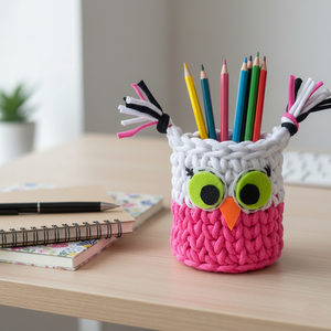 Horgolt bagoly kosárka  - otthon & életmód - tárolás & rendszerezés - tárolókosár - Meska.hu