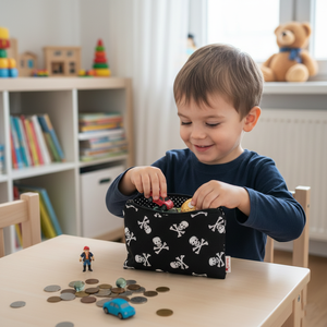 Koponya mintás textil pénztárca gyerekeknek - táska & tok - pénztárca & más tok - pénztárca - gyerek pénztárca - Meska.hu