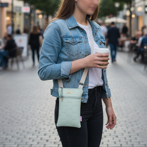 Mobiltelefon tartó válltáska, menta 13 x 20 cm - táska & tok - kézitáska & válltáska - vállon átvethető táska - Meska.hu