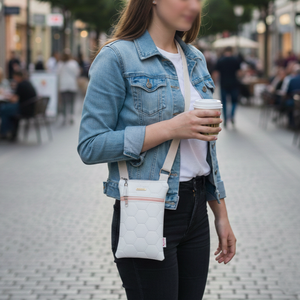 Mobiltelefon tartó válltáska, fehér 13 x 20 cm - táska & tok - kézitáska & válltáska - vállon átvethető táska - Meska.hu