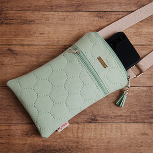 Crossbody 3in1 válltáska, mobiltartó táska, menta 13 x 20 cm - Meska.hu
