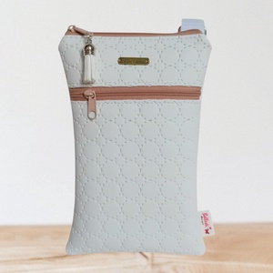 2in1 mobiltartó táska crossbody válltáska fehér 13 x 20 cm - Meska.hu