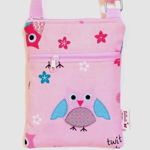 Gyerek táska textil válltáska rózsaszín baglyos 15x20 cm - táska & tok - kézitáska & válltáska - tarisznya - Meska.hu