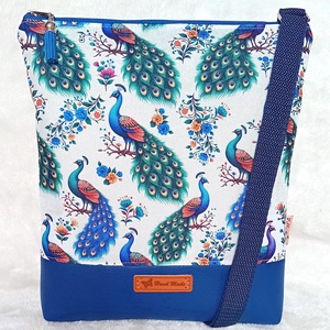 2in1 válltáska citybag oldaltáska páva mintás kék 25x27 cm - Meska.hu