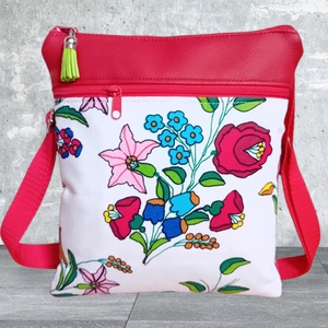 2in1 válltáska rohangálós oldaltáska kalocsai mintás piros 20x23 cm, Táska & Tok, Kézitáska & válltáska, Vállon átvethető táska, Varrás, MESKA