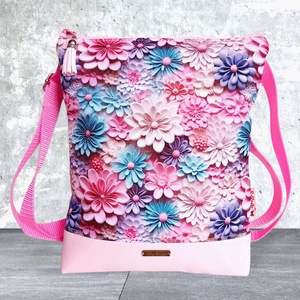 2in1 válltáska rohangálós oldaltáska virág mintás 20x23 cm, Táska & Tok, Kézitáska & válltáska, Vállon átvethető táska, Varrás, MESKA