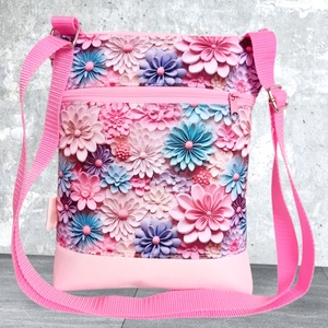 2in1 válltáska rohangálós oldaltáska virág mintás 20x23 cm - táska & tok - kézitáska & válltáska - vállon átvethető táska - Meska.hu