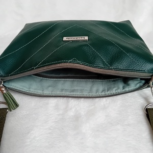 2in1 válltáska oldaltáska steppelt mintával zöld 23x15 cm - táska & tok - kézitáska & válltáska - vállon átvethető táska - Meska.hu