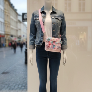 2in1 válltáska oldaltáska virág mintás rózsaszín 20x16 cm - táska & tok - kézitáska & válltáska - vállon átvethető táska - Meska.hu