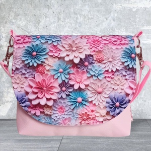 2in1 válltáska oldaltáska virág mintás rózsaszín 20x16 cm, Táska & Tok, Kézitáska & válltáska, Vállon átvethető táska, Varrás, MESKA