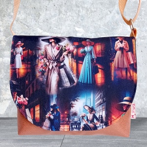 2in1 válltáska oldaltáska elegáns női mintával bronz 20x16 cm, Táska & Tok, Kézitáska & válltáska, Vállon átvethető táska, Varrás, MESKA