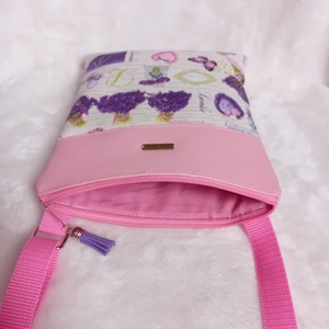 2in1 válltáska oldaltáska levendula mintás rózsaszín 20x23 cm - táska & tok - kézitáska & válltáska - vállon átvethető táska - Meska.hu