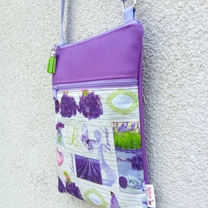 2in1 válltáska oldaltáska levendula mintás lila 20x23 cm - táska & tok - kézitáska & válltáska - vállon átvethető táska - Meska.hu