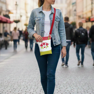 2in1 válltáska oldaltáska tulipán mintás folklór 20x23 cm - táska & tok - kézitáska & válltáska - vállon átvethető táska - Meska.hu