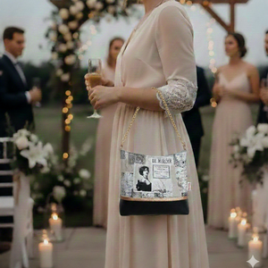 Alkalmi táska pénztárca szett válltáska  párizs mintás fekete 23x18 cm - táska & tok - pénztárca & más tok - pénztárca - női pénztárca - Meska.hu