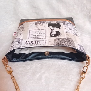 Alkalmi táska pénztárca szett válltáska  párizs mintás fekete 23x18 cm - táska & tok - pénztárca & más tok - pénztárca - női pénztárca - Meska.hu