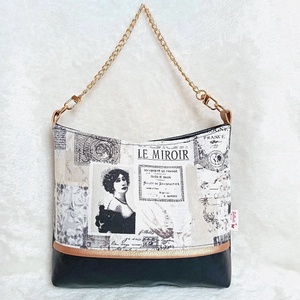 Alkalmi táska pénztárca szett válltáska  párizs mintás fekete 23x18 cm - táska & tok - pénztárca & más tok - pénztárca - női pénztárca - Meska.hu