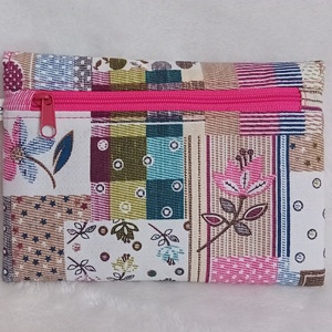 Pénztárca textil színes mintával pink 16x11,5 cm - táska & tok - pénztárca & más tok - pénztárca - női pénztárca - Meska.hu